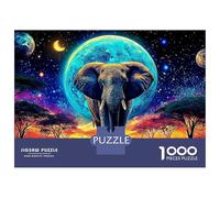 Puzzle da 1000 pezzi "Elefante sotto il cielo illuminato dalla luna" per adulti, gioco educativo, bella decorazione, sfida, alta difficoltà, regali di compleanno, 52x38 cm/1000 pezzi