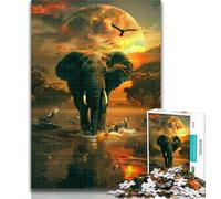 Puzzle da 1000 pezzi Elefanti africani Puzzle da 1000 pezzi per adulti e ragazzi, collezione di artisti, belle arti per età 14+ 50x75cm