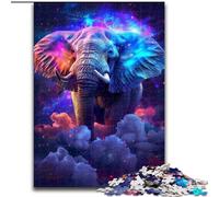Puzzle da 1000 pezzi Elefanti colorati nel fumo in legno, idea regalo per le feste, opera d'arte umoristica, opera d'arte dettagliata 50x75cm Natale o compleanni
