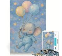 Puzzle da 1000 pezzi: elefantino con palloncini in un cielo stellato Gioco di precisione e divertente per stimolare la mente e favorire la concentrazione Gioco artistico per compleanni (50x75cm)