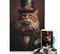 Puzzle da 1000 pezzi Elegante Altmodische Katze, gioco pratico, allena la tua mente e le tue mani, con pezzi completamente ad incastro di forma casuale 38x52cm