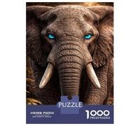 Puzzle Da 1000 Pezzi Elephant with Striking Blue Eyes Portrait Puzzle Per Adulti Gioco Rompicapo Decorazione Perfetta Regali Unici Per Compleanno E Natale 52x38cm/1000pcs