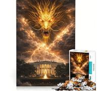 Puzzle da 1000 pezzi "Ellow Dragon Above The White House", gioco interattivo per allenare mente e mani, con pezzi a incastro di forma casuale 38x52cm