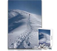 Puzzle da 1000 pezzi - Escursione in montagna innevata, divertimento, calma, tempo libero, stretto, senza cuciture, precisione, giocattolo, dimensioni 50x75cm