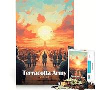 Puzzle da 1000 pezzi "Esercito di terracotta al tramonto" per ragazzi, stimola la memoria, rilassante e divertente, con bordi precisi, un regalo pensato con cura 38x26cm