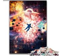 Puzzle da 1000 pezzi Esplosione spaziale, astronauta in legno, idea regalo per le feste, opera d'arte umoristica, opera d'arte dettagliata 50x75cm, Natale o compleanni