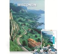 Puzzle da 1000 pezzi État Du Wisconsin, Madison, Impossible Game, taglio di precisione, con pezzi completamente ad incastro di forma casuale 50x75cm