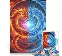 Puzzle da 1000 pezzi "Eterno scontro tra draghi di fuoco e ghiaccio", gioco interattivo, divertente attività da fare in casa, ideale come decorazione da scrivania 50x75cm
