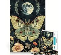 Puzzle da 1000 pezzi "Falena celeste sotto la luna piena" Gioco di precisione e divertente per stimolare la mente e creare un'atmosfera di pace e tranquillità,ideale come regalo di Natale (38x52cm)