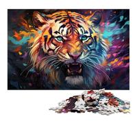 Puzzle da 1000 pezzi fantasia a colori tigre violenta puzzle per adulti puzzle in legno decorazione per la famiglia 1000 pezzi (75x50 cm)