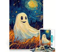 Puzzle da 1000 pezzi "Fantasma sorridente nel cielo notturno" per adolescenti, ideale per migliorare la memoria, per un relax divertente e per una collezione di opere d'arte dai tagli netti 50x75cm