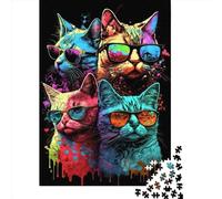 Puzzle da 1000 pezzi, fantastici gatti, puzzle quadrati creativi per adulti e puzzle in legno, gioco impegnativo, 1000 pezzi (75x50 cm)
