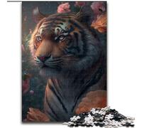Puzzle da 1000 pezzi Fantasy Floral Tiger Puzzle impossibile per adulti dimensioni 50x75cm per feste, compleanni e serate di giochi in famiglia
