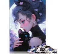 Puzzle da 1000 pezzi Fantasy Gothic Cat Lady Puzzle per adulti Puzzle di difficoltà Puzzle Gioco educativo Giocattolo Decorazione per la famiglia 1000 pezzi (75x50 cm)