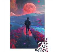 Puzzle Da 1000 Pezzi Fantasy Landscape with Man Walking Puzzle Per Adulti Gioco Rompicapo Vacanza A Casa Ammazzare Il Tempo Offerta Come Regalo Per Tutta La Famiglia 38x26cm/1000pcs