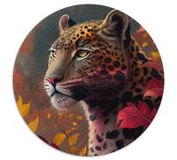 Puzzle da 1000 pezzi Fantasy Leopard Puzzle rotondi da 1000 pezzi per adulti, Halloween, Pasqua, Capodanno 67,5x67,5 cm