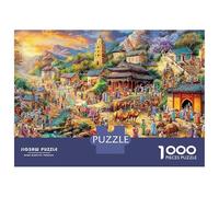 Puzzle da 1000 pezzi "Fantasy Village Under Aurora Sky", fantasy, magica città antica, per giochi educativi per adulti, decorazioni per la casa, sfida ad alta difficoltà, di compleanno, 38x26 cm
