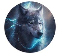 Puzzle da 1000 pezzi Fantasy Wolf Round JigsawPuzzle da 1000 pezzi per adulti, attività educativa per le abilità cognitive, miglioramento delle abilità cognitive, 67,5x67,5 cm
