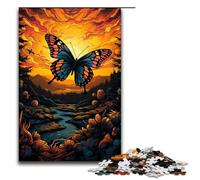 Puzzle da 1000 pezzi "Farfalle nella foresta al tramonto" puzzle in legno giochi educativi decorazione per la casa 75x50 cm