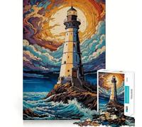 Puzzle da 1000 pezzi "Faro nella notte stellata" per adolescenti, gioco stimolante per la mente, ideale per il relax, con tagli precisi e decorazioni artistiche 38x26cm