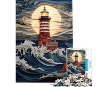 Puzzle da 1000 pezzi Faro nella tempesta Difficile e impegnativo Gioco pratico per ragazzi dai 14 anni in su (38x52cm)
