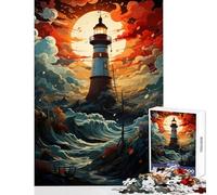 Puzzle da 1000 pezzi Faro nella tempesta Giocattolo educativo Ottimo regalo per gioco educativo Adatto per la decorazione della scrivania Dimensioni 38x52cm