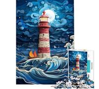 Puzzle da 1000 pezzi "Faro nella tempesta" per compleanno Natale decorazione artistica per la casa gioco educativo adatto a persone dai 14 anni in su (50x75cm)