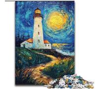 Puzzle da 1000 pezzi "Faro sotto il cielo notturno" Puzzle difficili per adulti 50X75CM Attività educativa per le abilità cognitive Miglioramento delle abilità cognitive