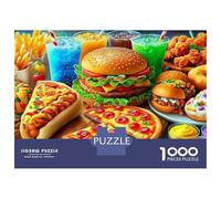 Puzzle da 1000 pezzi Fast Food Feast Hamburger e pizza per adulti Gioco educativo Bellissima decorazione Sfida Alta difficoltà Maschio e femmina Compleanno 52x38 cm/1000 pezzi Regali