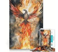 Puzzle da 1000 pezzi "Fenice che risorge" ad acquerello ideale per adolescenti per migliorare la memoria facile da realizzare e per il tempo libero con taglio preciso perfetto per decorare le pareti