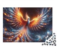 Puzzle da 1000 pezzi "Fenice Cosmica Fuoco" con una fenice infuocata nello spazio, gioco educativo per adulti, bellissima decorazione, difficile e ideale come 52x38 cm