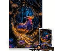 Puzzle da 1000 pezzi "Fenice nella foresta" per adulti, rompicapo rilassante, immagine da assemblare, oggetto da desiderio di Babbo Natale (38x52cm)