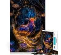 Puzzle da 1000 pezzi "Fenice nella foresta" per adulti, rompicapo rilassante, immagine da assemblare, oggetto da desiderio di Babbo Natale (38x52cm)