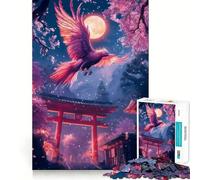 Puzzle da 1000 pezzi "Fenice nella notte dei ciliegi in fiore" per adolescenti, gioco stimolante per la mente, hobby tranquillo, taglio preciso, regalo stagionale (50x75cm)
