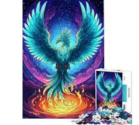 Puzzle da 1000 pezzi Fenice turchese che risorge dalle fiamme Gioco antistress per adulti migliora la memoria ideale come regalo per tutta la famiglia (dimensioni 50x75cm)