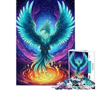 Puzzle da 1000 pezzi Fenice turchese che risorge dalle fiamme Gioco rompicapo per adulti Decorazione da parete compleanni e Natale (Dimensioni 38x52cm)