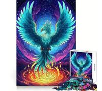 Puzzle da 1000 pezzi "Fenice turchese che risorge dalle fiamme" per adolescenti, gioco di logica e abilità, antistress, tagli precisi, regalo perfetto 50x75cm
