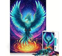 Puzzle da 1000 pezzi "Fenice turchese che risorge dalle fiamme" per adolescenti, gioco di logica e abilità, antistress, tagli precisi, regalo perfetto 50x75cm