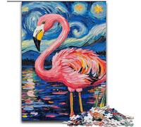 Puzzle da 1000 pezzi "Fenicottero e cielo notturno" per adulti, perfetto per il divertimento in famiglia durante i compleanni e il Natale (dimensioni 50x75cm).