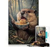 Puzzle da 1000 pezzi "Festa di noodle del castoro",con bordi lisci,gioco che stimola la mente,divertente e accogliente,ideale come regalo di compleanno o per hobby (50x75cm)