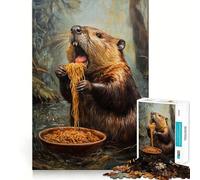Puzzle da 1000 pezzi Festa di noodle del castoro Decorazione con bordi ben definiti Gioco di logica e allenamento mentale Divertimento facile Regalo di compleanno (50x75cm)