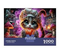 Puzzle da 1000 pezzi Festa di Sushi del Gatto decorativo, Gioco di puzzle di cibo e animali domestici per coppie e famiglie per partecipare insieme, 70x50 cm