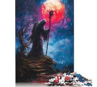 Puzzle da 1000 pezzi "Figure scure sotto la luna di sangue", difficoltà: giochi educativi, giocattoli, regali di Natale, 1000 pezzi (75x50 cm)