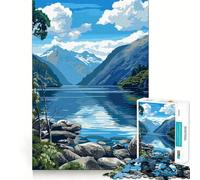Puzzle da 1000 pezzi "Fiordo della Nuova Zelanda" per adolescenti, ideale per rafforzare la memoria, alleviare la tensione e migliorare la qualità, regalo di Natale (38x52cm)