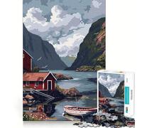 Puzzle da 1000 pezzi "Fiordo Norvegese" per adolescenti, gioco di logica e abilità, morbido, rilassante, taglio preciso, regalo prezioso (38x26cm)