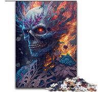 Puzzle da 1000 pezzi "Fiore Scheletro in Fiamme", puzzle difficili per adulti, dimensioni 26x38cm, perfetto per la casa o l'ufficio, regalo di Natale ideale.