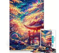 Puzzle da 1000 pezzi "Fiori al cancello del tempio",disegno ritagliato con precisione,sfida intelligente e divertente,gioco di svago,regalo di Natale 38x26cm