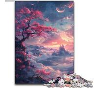 Puzzle da 1000 pezzi "Fiori di ciliegio sulla scogliera". Puzzle impegnativi per il divertimento in famiglia, perfetti per le vacanze e le serate di gioco interattive (dimensioni 26x38cm).