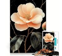 Puzzle da 1000 pezzi "Fiori di pesco su paesaggio giapponese nero" per adulti, gioco di logica, rilassante e divertente, ideale come regalo di Babbo Natale (50x75cm)