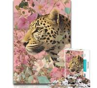 Puzzle da 1000 pezzi Fiori e leopardi Puzzle per adulti 1000 pezzi, giocattoli giochi educativi antistress che migliorano l'amore tra coppie 26x38cm